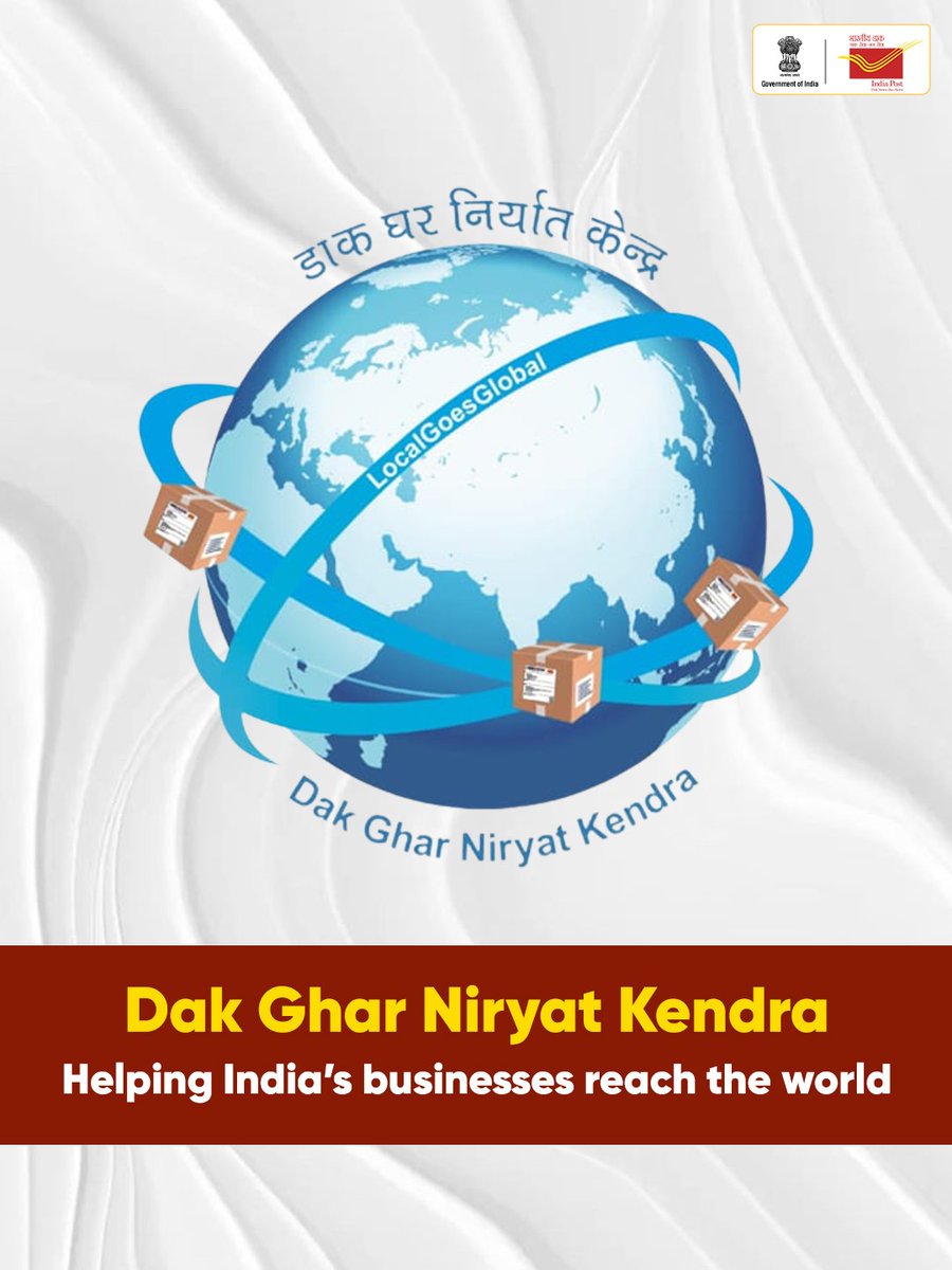 cpmgbihar's tweet image. Dak Ghar Niryat Kendra by India Post helps small businesses export effortlessly - with guided
shipping, simplified processes, and end-to-end support, right from your neighbourhood post
office.
#InternationalShipping #SmallBusinesses #DakGharNiryatKendra #IndiaPost #DNK