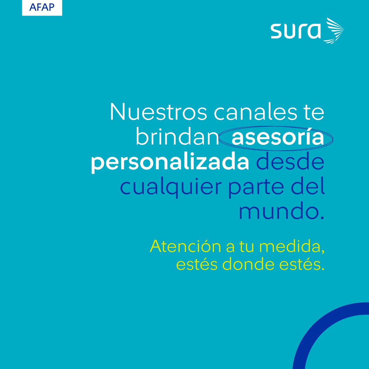 Accedé a asesoría personalizada a través de videoasesoría y comunicación por WhatsApp, y consultá tu información desde Tu Cuenta Online, estés donde estés.

🌍 En #AFAPSURA te acompañamos para que entiendas y gestiones mejor tu ahorro previsional.

👉 afapsura.com.uy