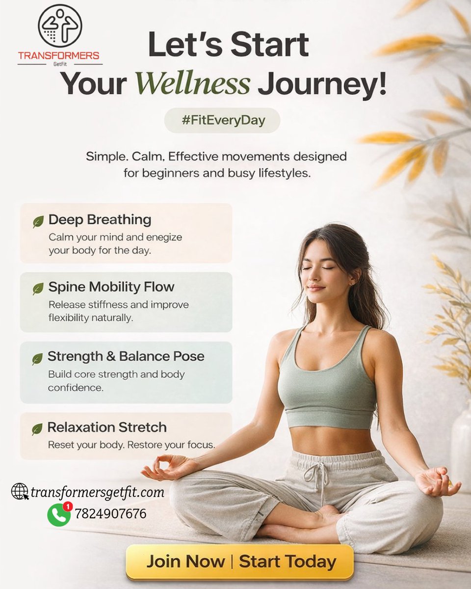 GetFitChennai's tweet image. Let Your Wellness Journey Begin
Move. Breathe. Transform with Transformers Get Fit 🧘‍♀️
Simple, calm &amp;amp; effective yoga sessions designed for beginners and busy lifestyles.
✨ Improve flexibility
📍 Online &amp;amp; Offline Classes
🌐 transformersgetfit.com
📞 7824907676
#FitEveryDay