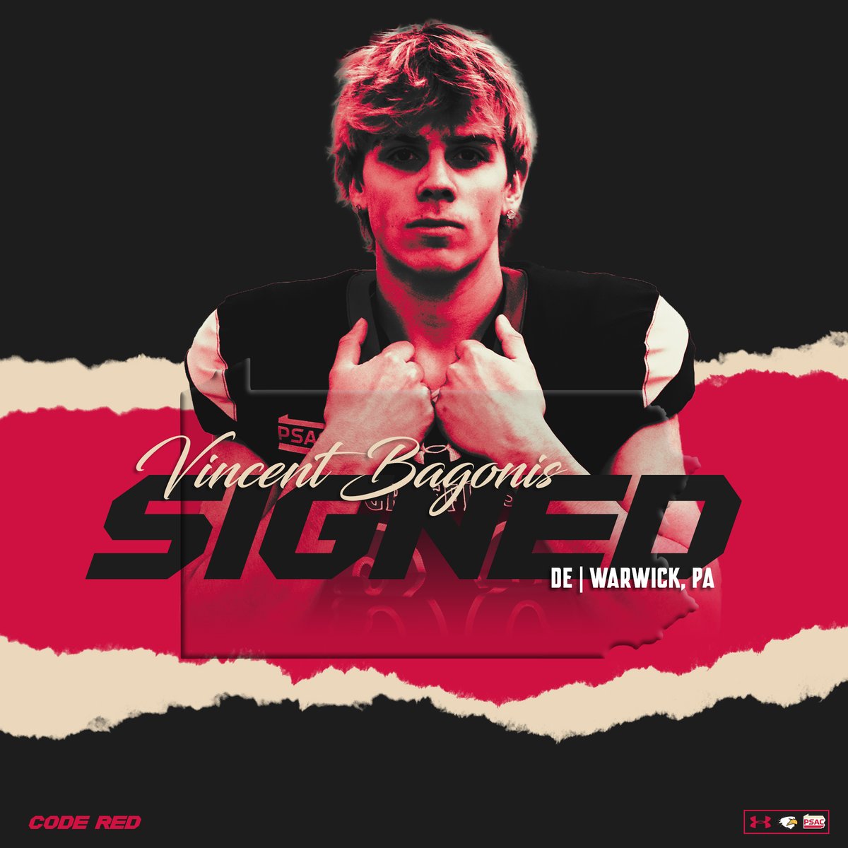 Welcome, 2026 Seton Hill Signee Vincent Bagonis (<a href="/VincentBagonis/">Vincent Bagonis |Co’ 2026 De/Ng/Lb/TE| 6’2” 215lbs</a>). A gritty, tough, high-motor DE that will be a force in the run and pass game!! #STICK2THECOD6