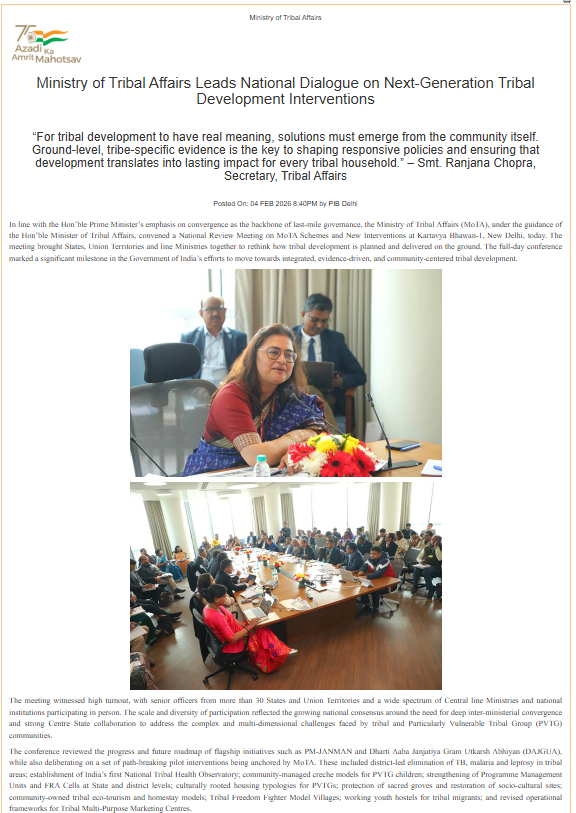 TribalAffairsIn's tweet image. Ministry of Tribal Affairs Leads National Dialogue on Next-Generation Tribal Development Interventions 
Read more: pib.gov.in/PressReleasePa… 
#TribalDevelopment #MoTA 
@narendramodi @PMOIndia @rashtrapatibhvn @jualoram @Dduikey @pibindia @mygovindia @AmritMahotsav
