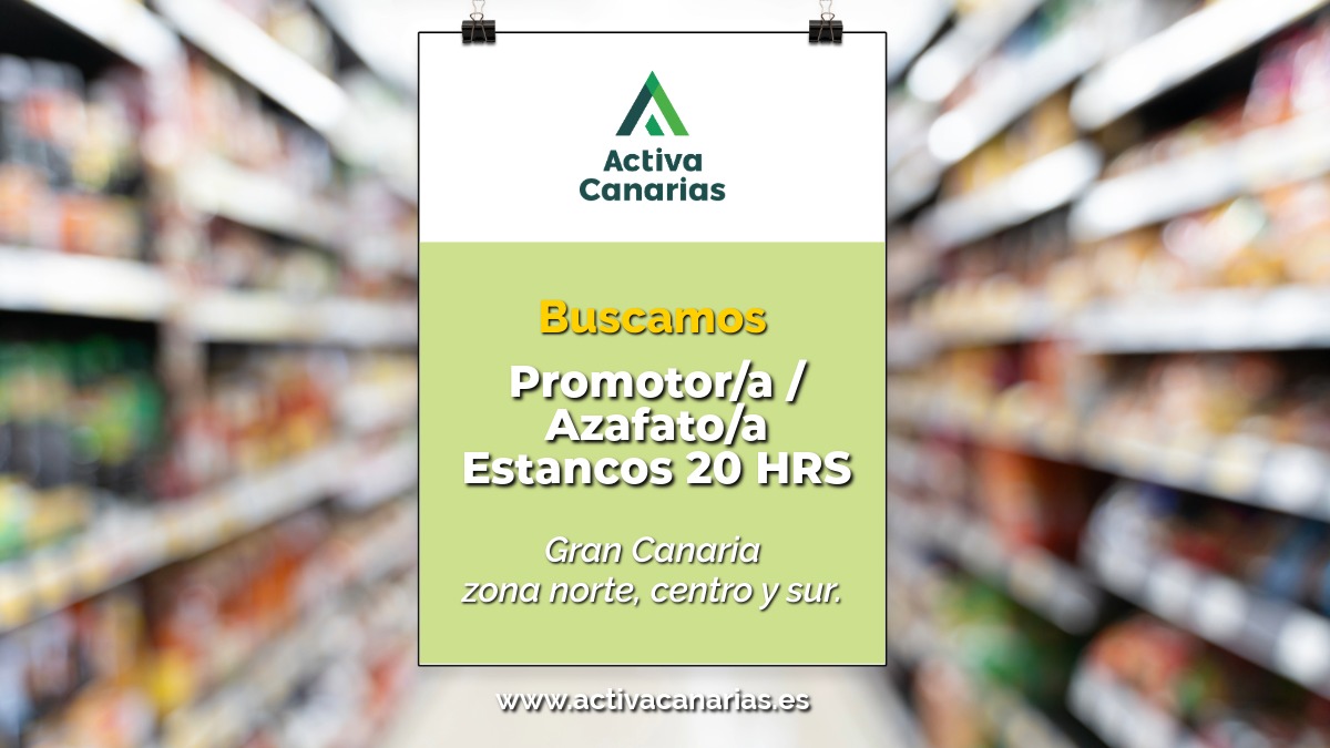 𝗧𝗿𝗮𝗯𝗮𝗷𝗼 𝗱𝗶𝗻𝗮́𝗺𝗶𝗰𝗼. 𝗧𝗿𝗮𝘁𝗼 𝗱𝗶𝗿𝗲𝗰𝘁𝗼. 𝗕𝘂𝗲𝗻 𝗮𝗺𝗯𝗶𝗲𝗻𝘁𝗲.
📍 Gran Canaria
🕒 20 h/semana
👤  𝗣𝗿𝗼𝗺𝗼𝘁𝗼𝗿/𝗮 – 𝗔𝘇𝗮𝗳𝗮𝘁𝗼/𝗮 (𝗘𝘀𝘁𝗮𝗻𝗰𝗼𝘀) zona norte, centro y sur.

📩 Inscríbete ahora en la oferta de empleo 🔗👉 activacanarias.epreselec.com/Ofertas/Oferta…