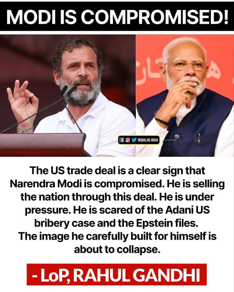 SevadalBDN's tweet image. Foreign policy selfies se nahi chalti.

Spine chahiye, silence nahi.

Modi fail ho rahe hain.

#CompromisedModi