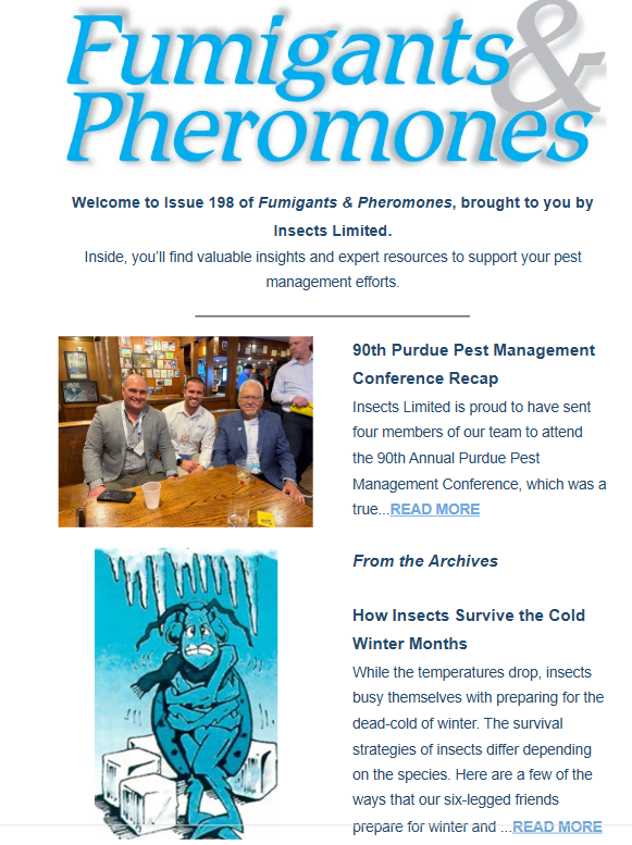 InsectsLimited's tweet image. 📬 Our monthly digital newsletter is hitting inboxes on Tuesday! Are you subscribed? Don’t miss out!
👉 Make sure you’re on the list: na2.hubs.ly/H03lNR50

#InsectsLimited #Newsletter #PestManagement #StoredProductPests #Innovation #Science #QualityProducts #Education