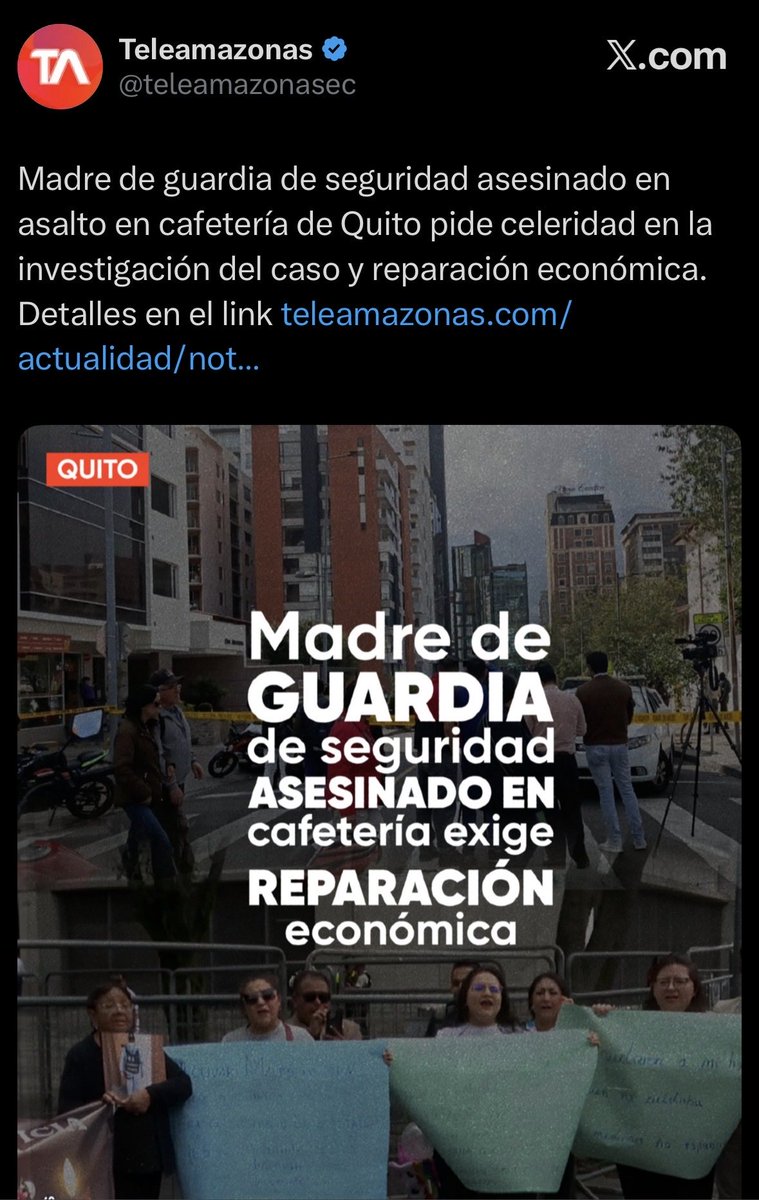 ¿Quién protege a los que nos cuidan? El guardia asesinado en Quito no tenía seguro de vida por negligencia patronal. La reparación económica es una obligación, no un favor. ¡Justicia ya! ✊🏽 #Seguridad #Ecuador #JusticiaParaElGuardia
<a href="/FENASPE1/">FENASPE</a> <a href="/MinInteriorEc/">Ministerio del Interior Ecuador 🇪🇨</a>