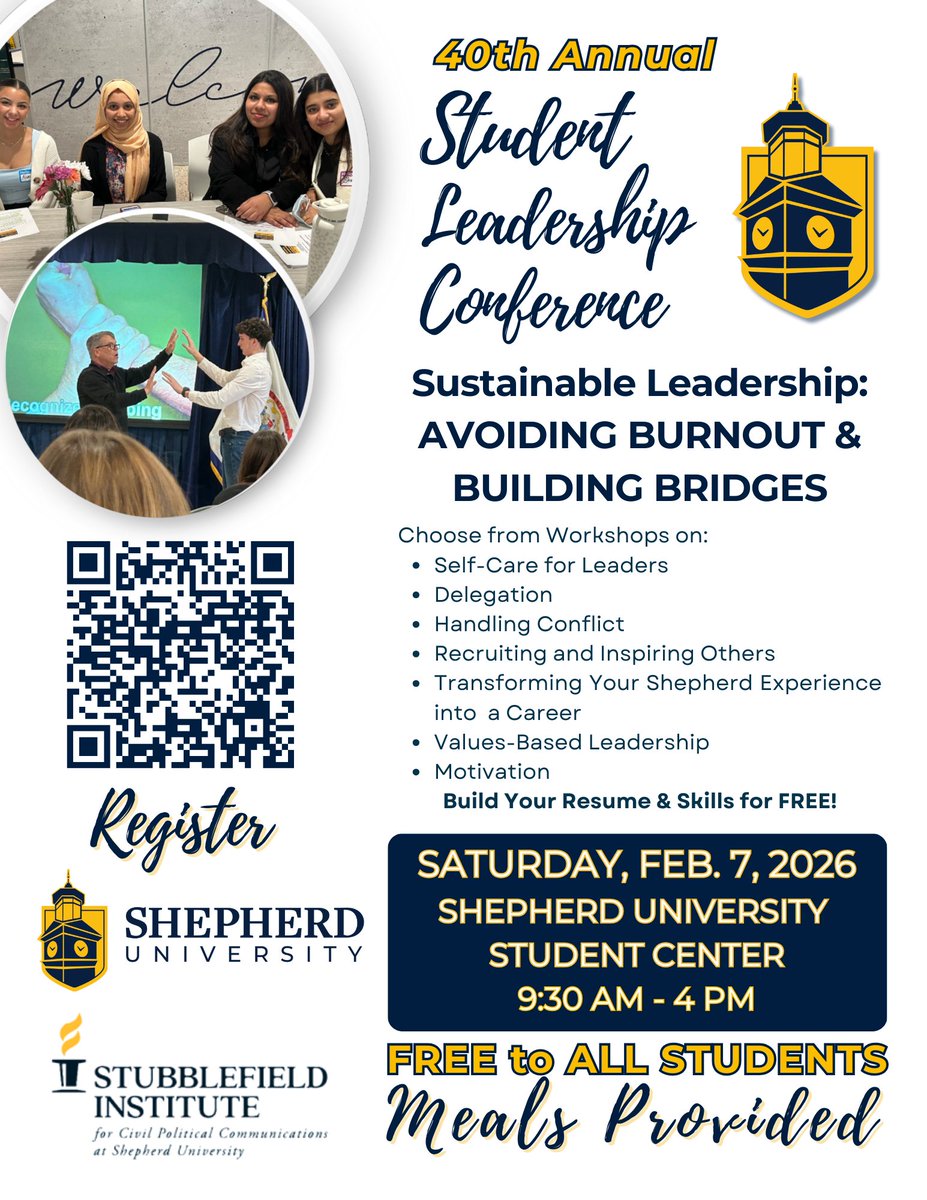 This is a wonderful career-building experience for Shepherd University students.  It also provides a solid foundation for current student organizations by helping today's leaders understand what it takes to help their groups succeed!  Students register on RamPulse.