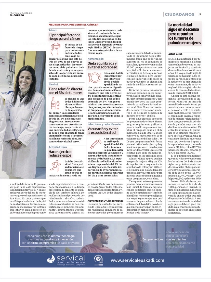 OSIEECruces's tweet photo. La tasa de supervivencia de los pacientes oncológicos en el País Vasco ha aumentado y se sitúa en torno al 60%

🗞️ @elcorreo_com 

@osakidetzaEJGV @OsasunEJGV #Euskadiberria

https://t.co/SPfOV2bHUw https://t.co/0igNlUC8Aj