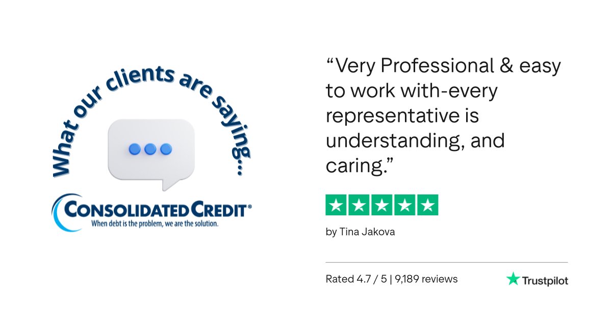#ReviewoftheDay #DebtRelief🙏
👨‍👩‍👦We've helped over 10 million people just like you.
🔊If you need help reaching your #DebtFree #goals, we may be able to help you too. Call us 
☎️1-844-450-1789

#DebtSucks #Testimonial #Review #ConsolidatedCredit