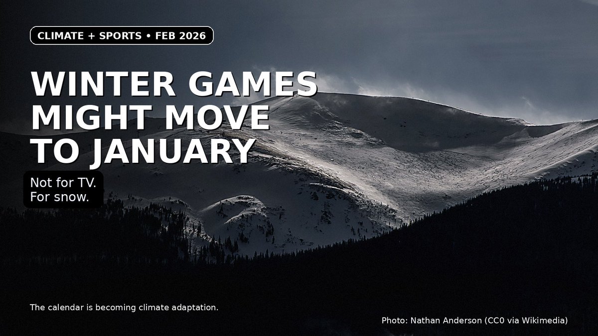 The Winter Olympics might move to January.

Not because the IOC wants a fresh vibe.
Because they want snow.

Reuters reports the IOC is openly discussing shifting future Winter Games earlier (January instead of February), partly so the Paralympics can run in February instead of