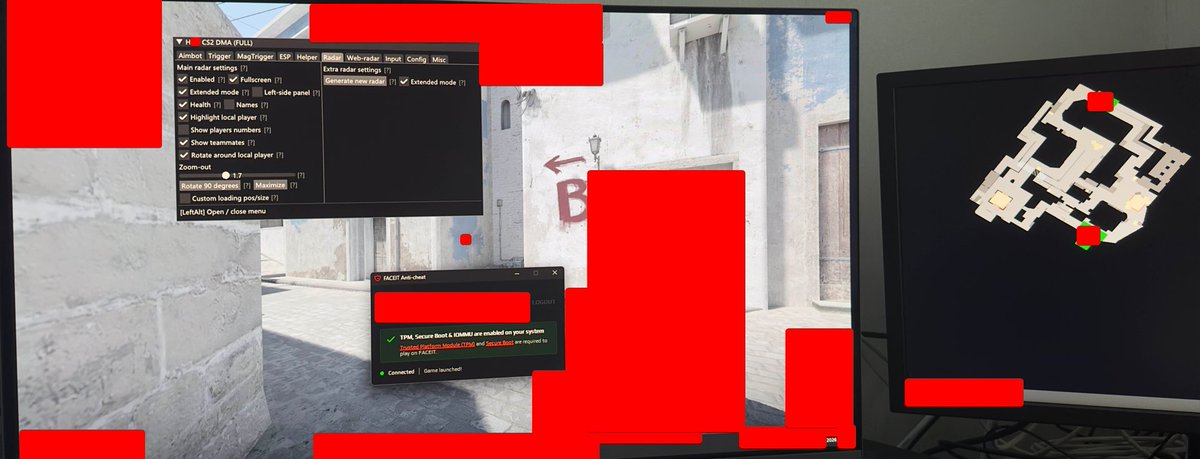 Photo of the monitor in FACEIT taken on XX.02.2026 — Example of a Radar ...