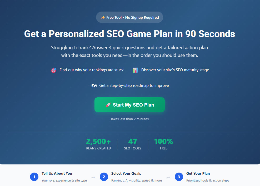 SEOExpertEric's tweet photo. Stop guessing with SEO! 🚀

Get a personalized SEO Game Plan in just 90 seconds with our Wizard.

✅ 100% Free
✅ No Signup
✅ Custom Roadmap

Start your journey here: https://t.co/C6HNtA1bgO

#SEO #Marketing #BusinessGrowth #SEOTools https://t.co/wO9ne5pCTw