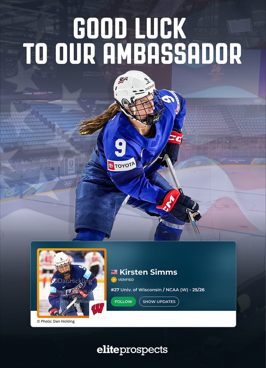 Best of luck to Kirsten Simms at this year’s Olympic Games!🇺🇸

#Hockey #EliteProspects #Olympics #WomensHockey #TeamUSA