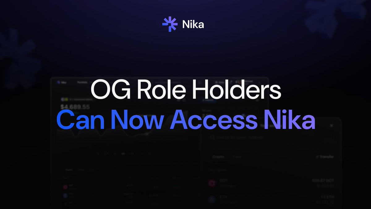 Nika Beta is live.

OG role holders now have full access to the platform. Check our Discord for details and your access code.

Things are moving. Nika is here.