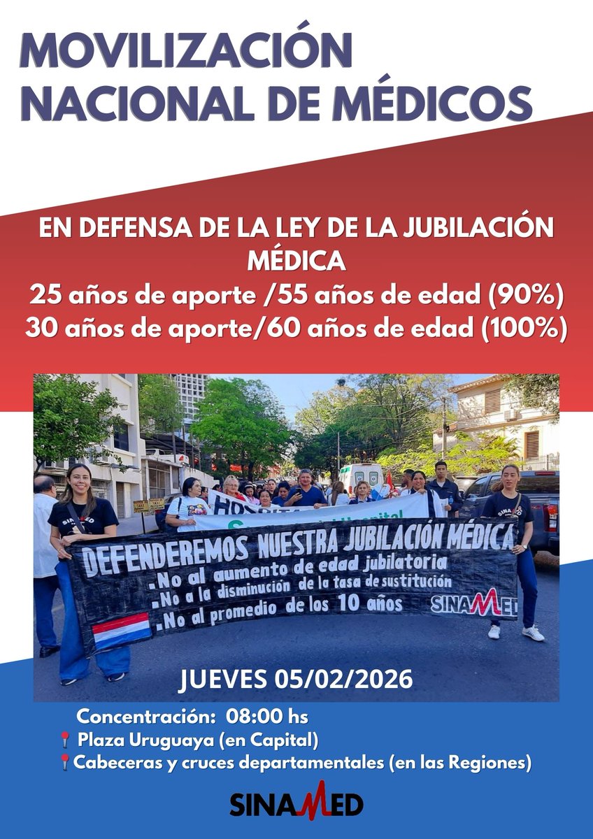 Sinamed_MSPYBS's tweet photo. Gran movilización nacional de médicos #SinamedPy https://t.co/06ZlosT38a