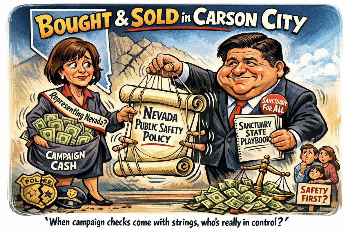 Vulnerable <a href="/SusieLeeNV/">Susie Lee</a> cashed in on fat-cat JB Pritzker’s dirty sanctuary-state money.

She's selling out Nevada's safety for Illinois radical policies that protect criminals over citizens.  

She OWNS every dangerous release &amp; anti-law enforcement move. Nevadans are watching!