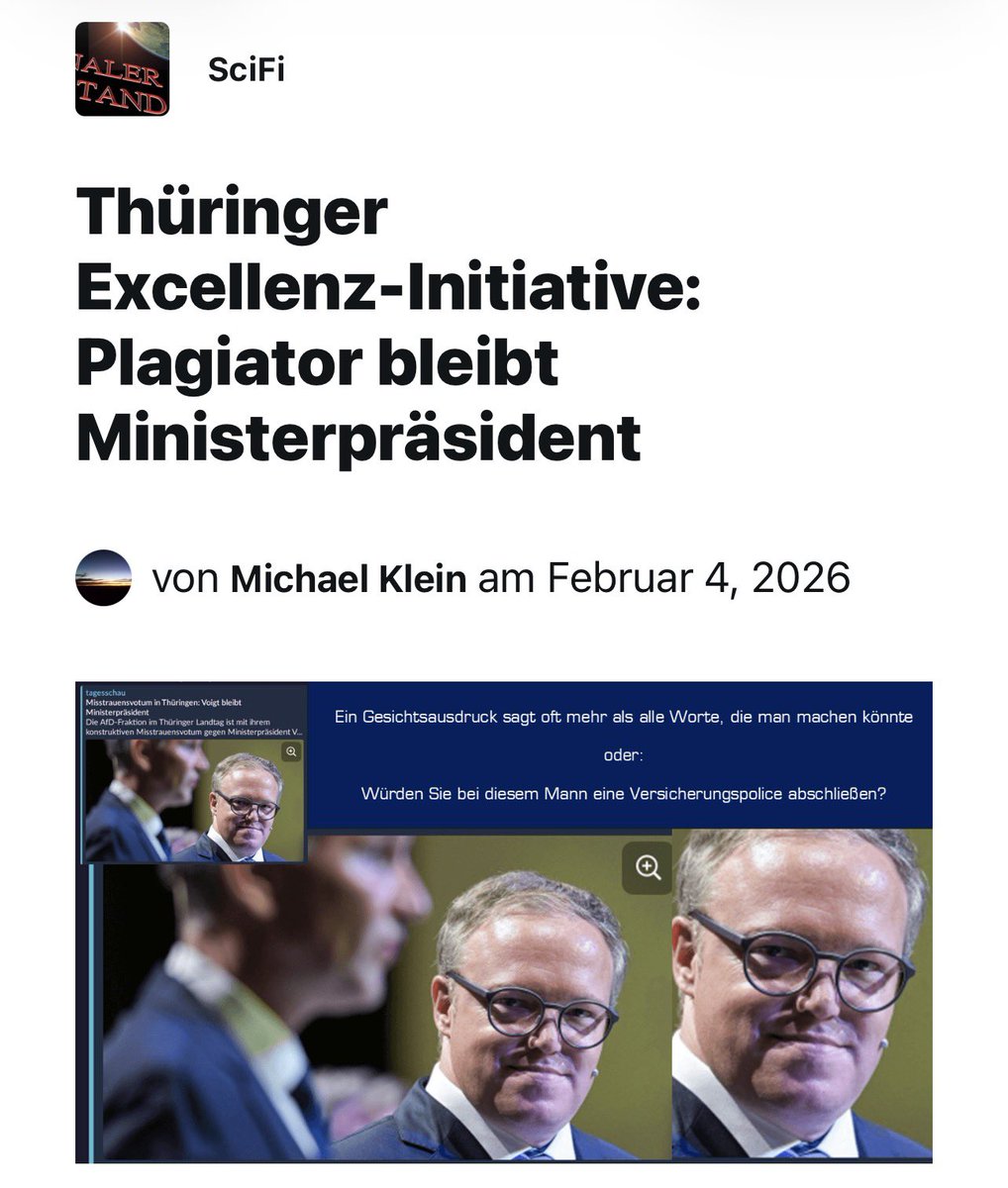 „51 Abgeordnete müssen sich fragen lassen, ob sie, da sie Ideenklau und Betrug offenkundig nicht negativ sanktionieren wollen, Ideenklau und Betrug in ihrem eigenen Repertoire als legitimes Mittel, das eigene Vorankommen zu befördern, führen.“

sciencefiles.org/2026/02/04/thu…