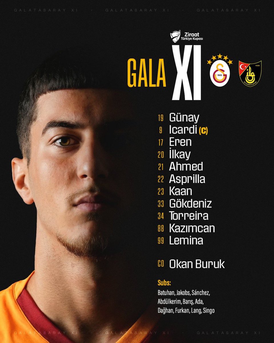 Le 11 de Galatasaray pour affronter istanbulspor en Coupe.