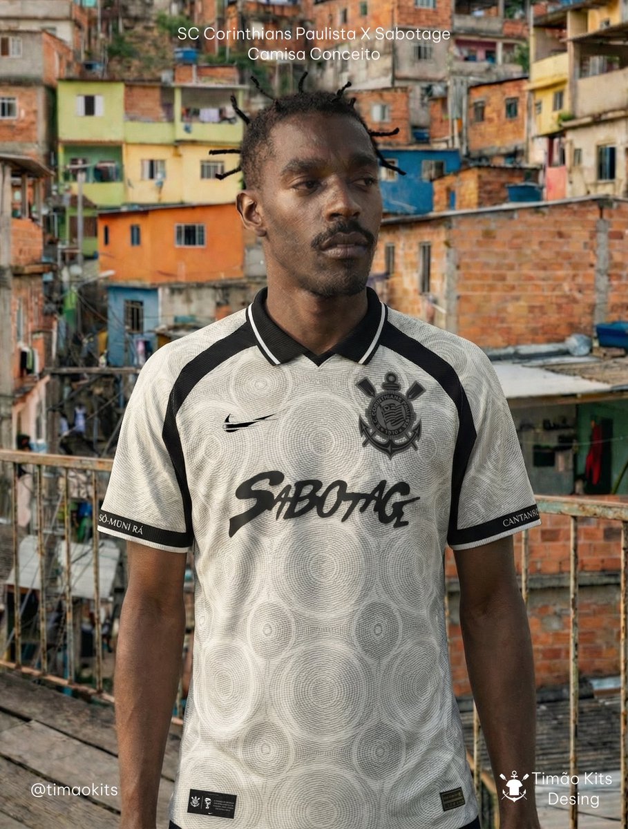 timaokits's tweet photo. Corinthians X Sabotage 👕⚫️⚪️

Essa camisa é uma homenagem criativa e cheia de identidade, unindo futebol e música em um conceito forte e simbólico. Fiz uma camisa de como seria uma collab entre Corinthians e Sabotage, o famoso cantor de rap, torcedor do Corinthians. https://t.co/WyJc34Tu4c