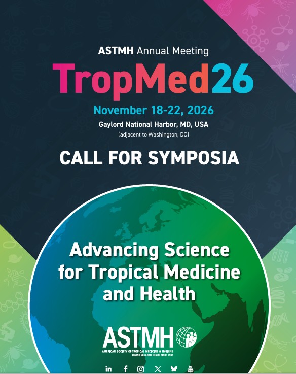 ASTMH's tweet photo. 2026 Call for Symposia is open. Deadline: March 4. The ASTMH Annual Meeting takes place Nov 18-22 at the Gaylord National Harbor, MD, USA (adjacent to Washington, DC). https://t.co/z3xNV3hkCx https://t.co/ejXwD0LQrL