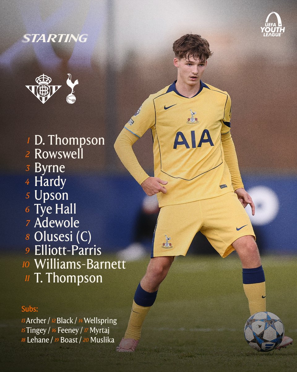 Here's how we line up for this evening's Round of 32 clash with Real Betis in the UEFA Youth League! 👊