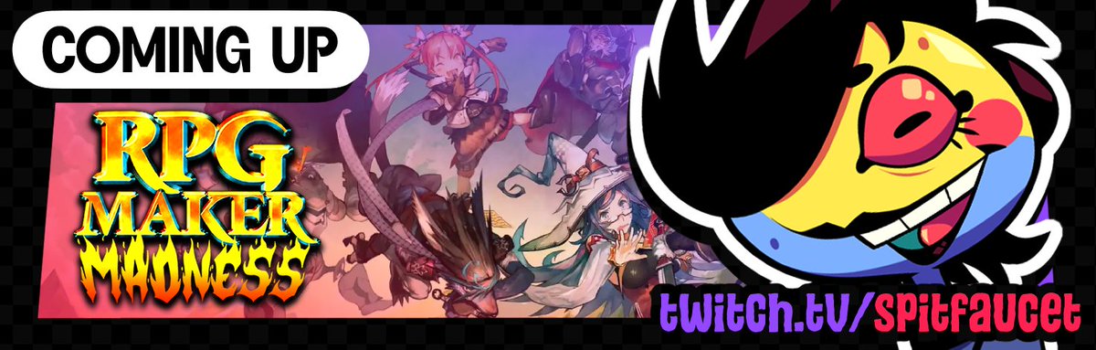 Back to streaming very late today! (around 10 PM EST)
Starting with spinning a wheel and playing whatever RPG Maker game it lands on
twitch.tv/spitfaucet