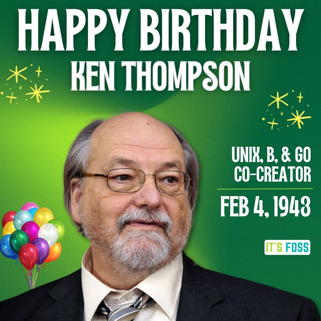 Happy 83rd Birthday to Ken Thompson! 🎂 

A true computing legend and co-creator of UNIX, B, and Go—technologies that shaped the modern software world and still power the bulk of today’s infrastructure. 💻️🔥