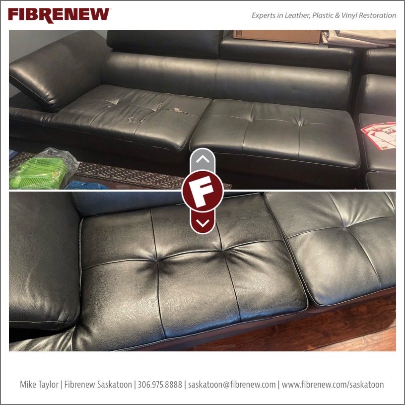 FibrenewSask's tweet photo. Top panel replacements on a sofa seat with pulls in a best match vinyl! #fibrenew #upholstery #saskatoon #yxe #tellyourfriends https://t.co/ZJcCkPD44y