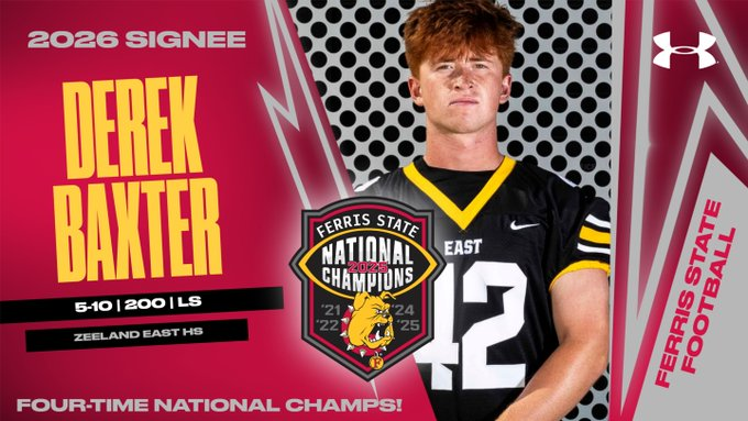 TheD_Zone's tweet photo. Zeeland East 2026 LS Derek Baxter has signed with Ferris State

https://t.co/mVWd8NNVvN

@DerekBaxter42 @chixsports @ZEastFootball @FerrisFootball https://t.co/F9y27Af3ar