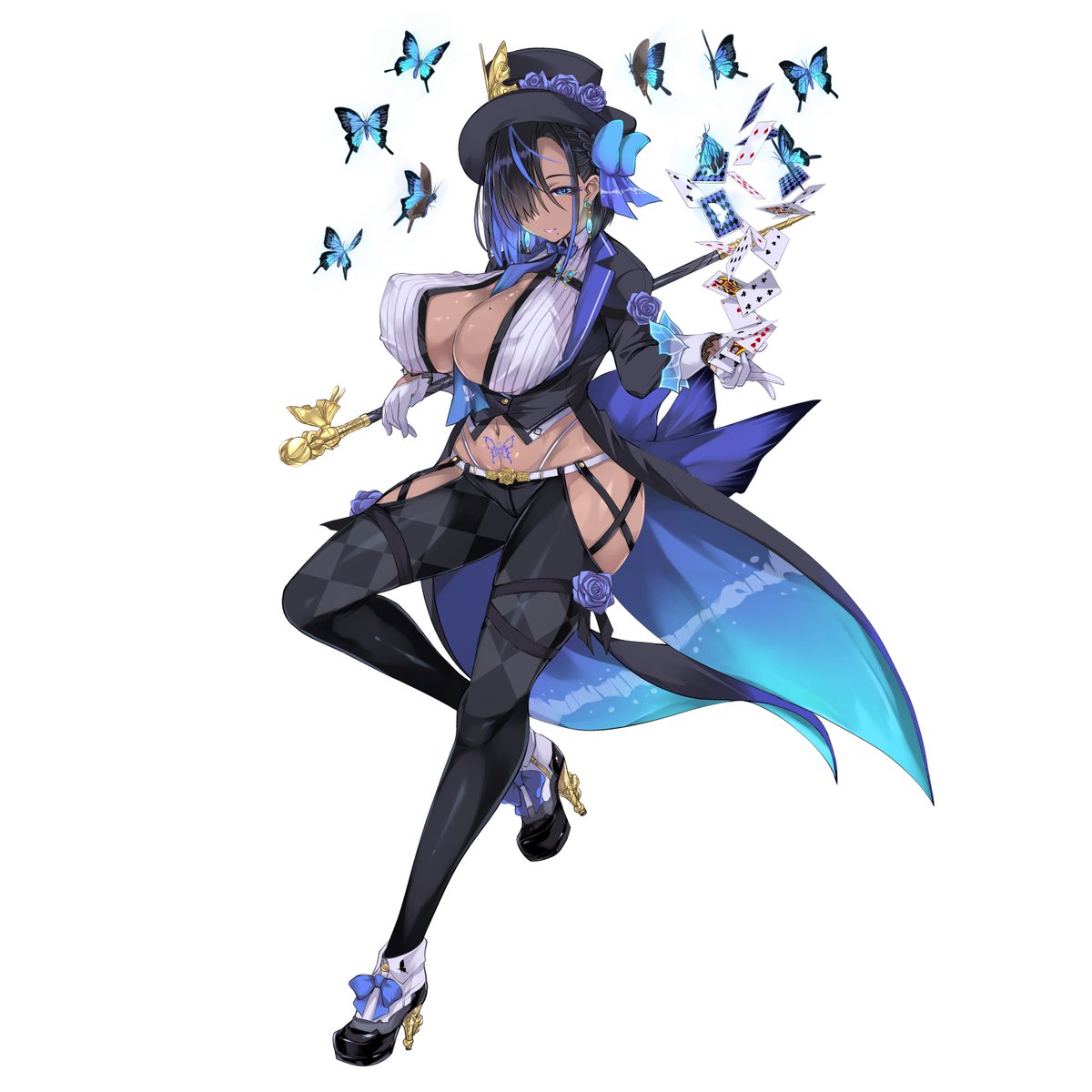 毎回なんですが、ラスウェルのデザインは非常に頭悩ませます。

今回は特に「アリス衣装着た大人の褐色娘」だったので真面目に頭抱えました。

クラシカルロリータファッションを大人向けに下品にならないように大胆に改造してみました

リボンやシルエットが蝶に見えるのは偶然です。 