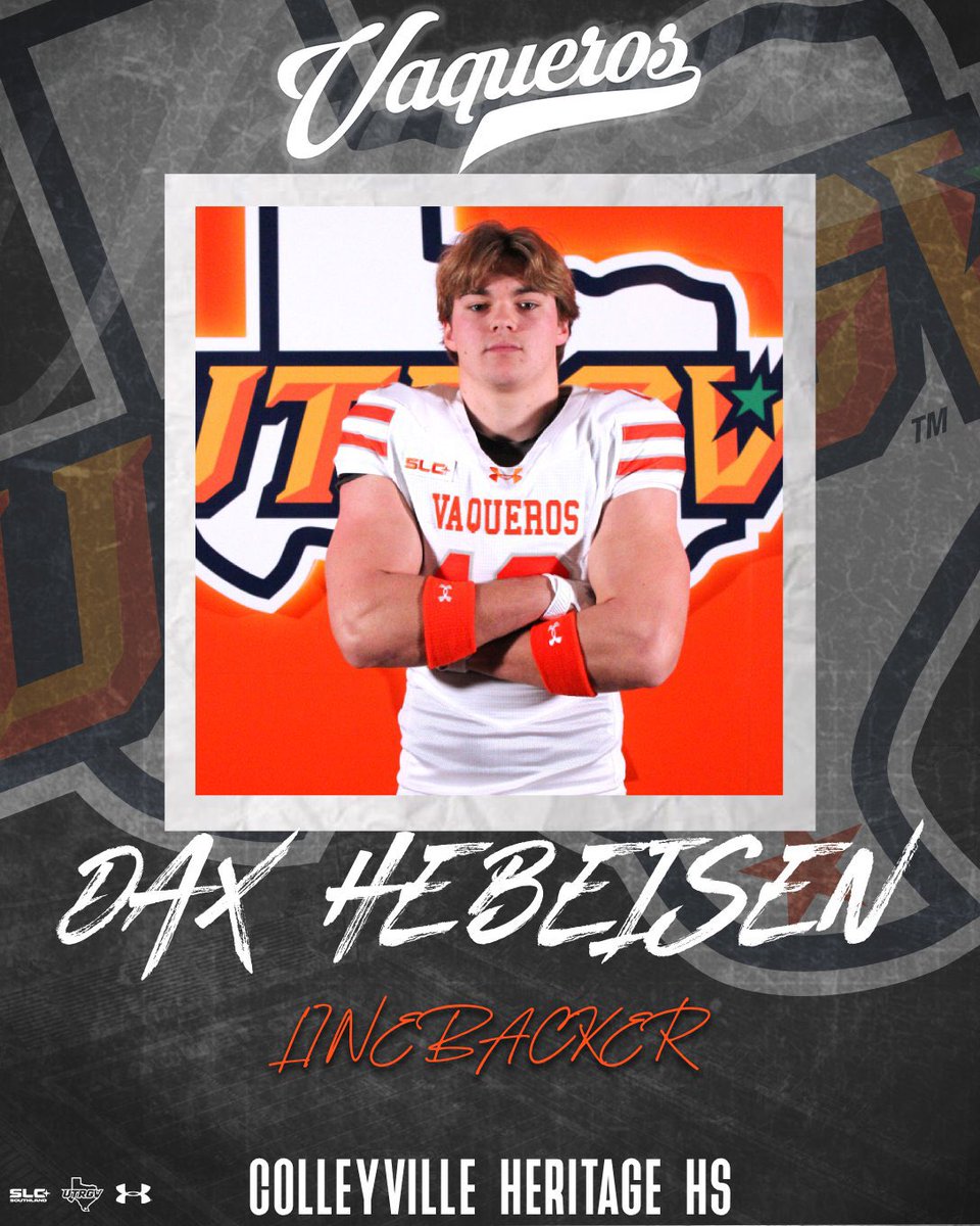UTRGVFootball's tweet photo. 🌴Welcome to The Valley!🌴

Help us welcome LB from Colleyville Heritage HS! 
Dax Hebeisen, @DaxHebeisen 

#AlwaysCompete https://t.co/2CnjMh3kFY