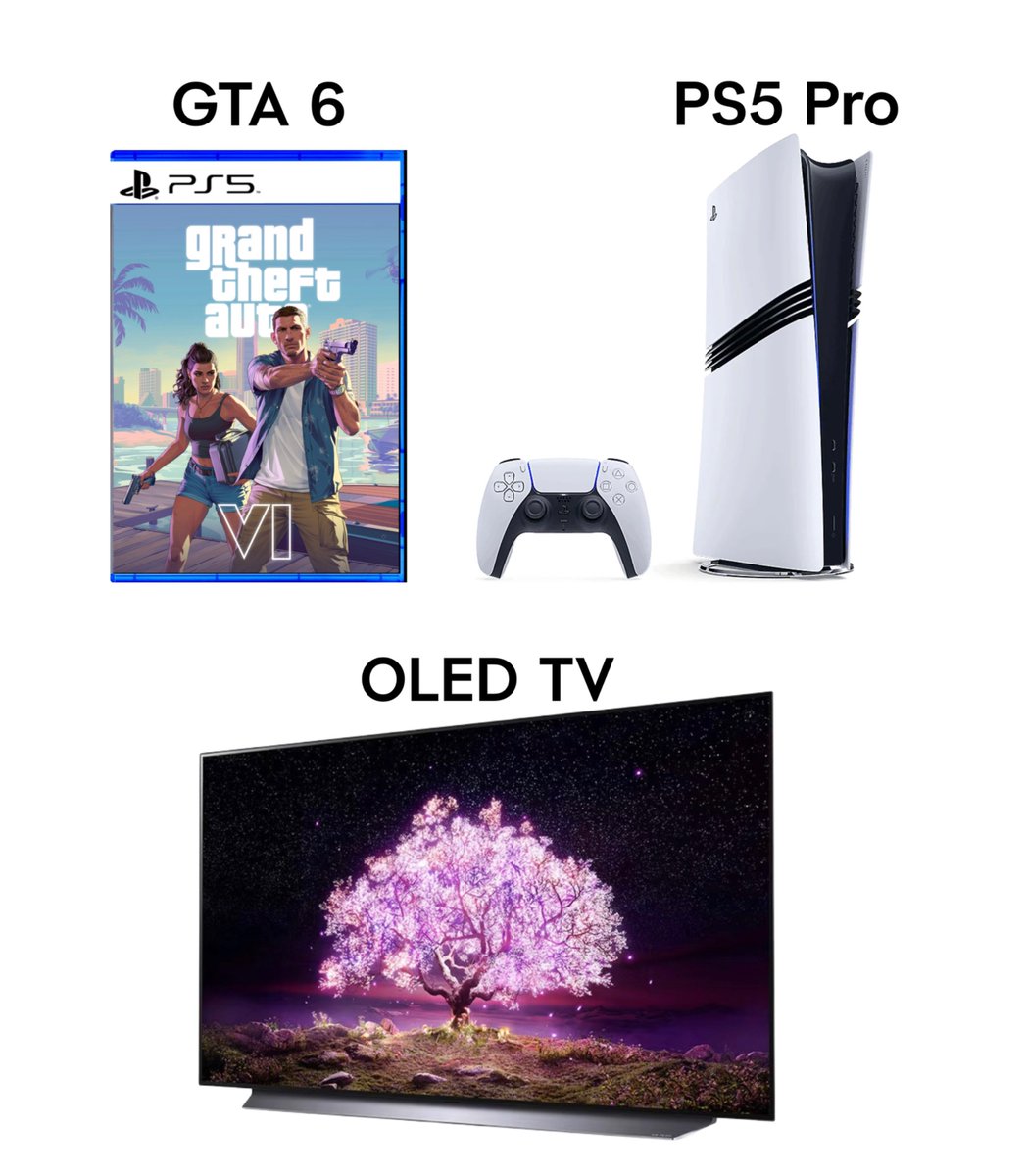 GTAVI_Countdown's tweet image. How I be looking at November 19 with GTA 6, PS5 Pro, and an OLED