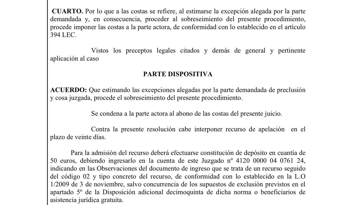 Esta mañana me notificaron que he ganado una demanda por la que me llevan condenando tres años: Joan Planas me pedía 80.000 euros.

La han tumbado y lo condenan en costas. Pidió llevar de testigo a una tal Tania que ni estaba en la disputa.

Quiero cerrar aquí este tema y no haré