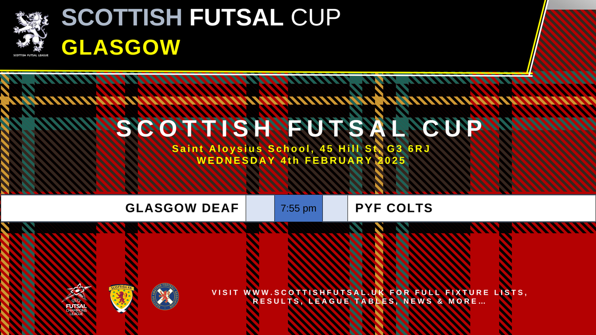 SFLGlasgow's tweet photo. Matchday in Glasgow π£
Glasgow Futsal League & Scottish Futsal Cup action tonight at Saint Aloysius.
Letβs go π
#ScoFutsal https://t.co/PLnOKgHMtP