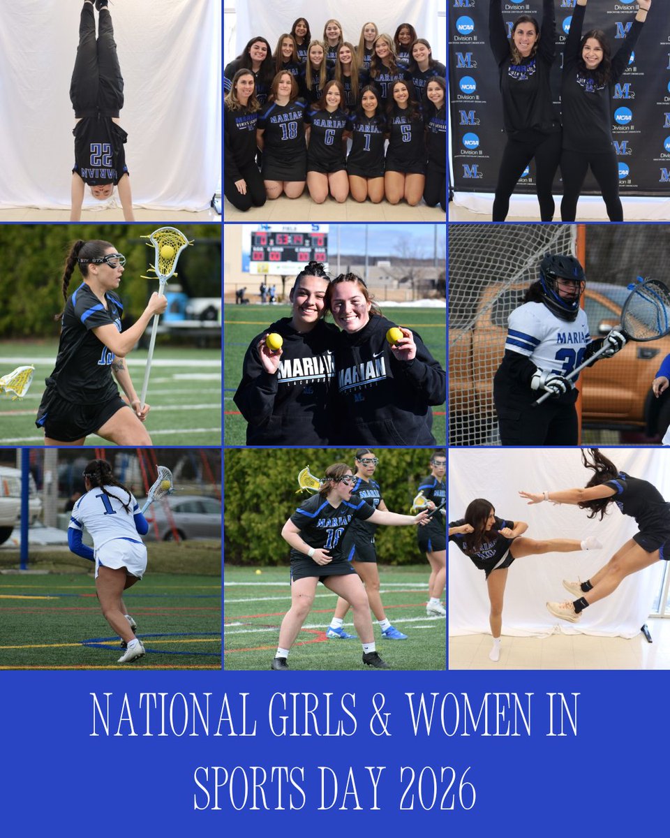 We play. We lead. We belong.
Girls &amp; Women in Sports Day 🥍
Marian Women’s Lacrosse 💙