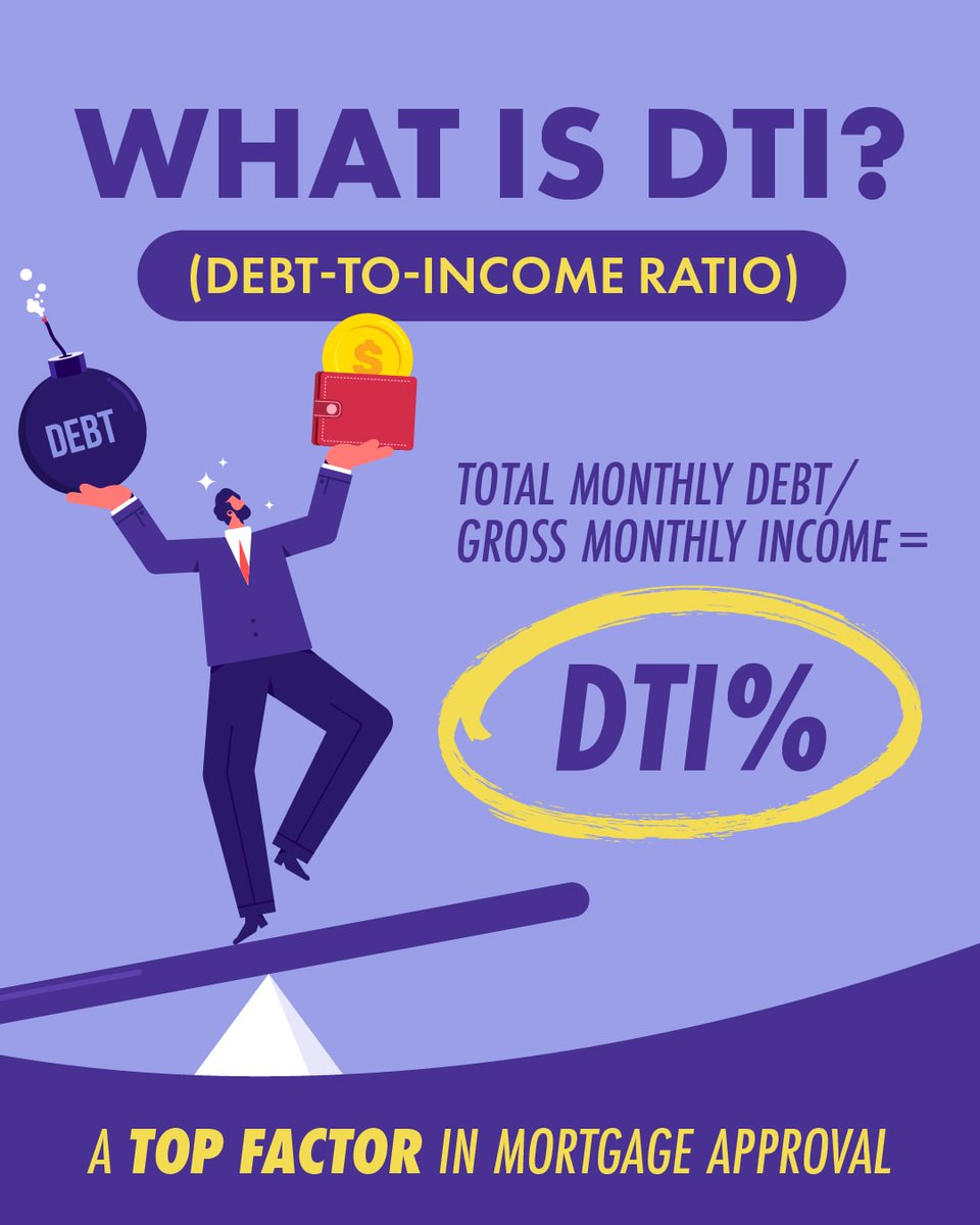mvelez05's tweet photo. DTI is a big deal when it comes to getting your mortgage approved! I’ll show you what lenders check and how you can keep your ratio in great shape. Drop 'DTI' below if you want to team up and find out yours! https://t.co/1VzgYxISgJ