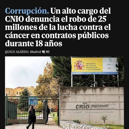Aguijonix's tweet photo. #TEM4F #ElTiempoJusto4F #EnBocaDeTodos4F #YAS4Feb
Con el dinero robado en el CNIO el Dr. Barbacid tendría ya casi la financiación para seguir investigando en la cura del cáncer de páncreas.
Con lo robado en los ERE de Andalucía tendría para hacerlo más de 20 veces. https://t.co/4sCIATvKW6