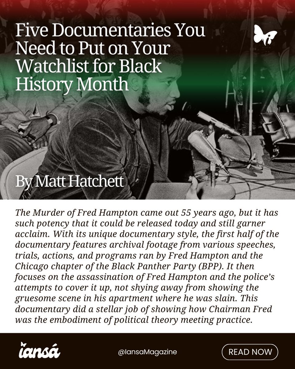Black history isn’t entertainment — it’s evidence.

This #BlackHistoryMonth, Matt Hatchett (<a href="/matt2flat/">Matt</a>) curates five must-watch documentaries that center Black memory, organizing, and struggle. 

Watch with intention. Learn with purpose.

iansamag.com/2026/02/04/fiv…