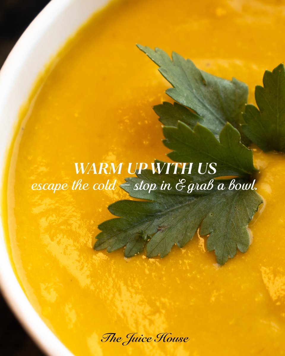 Escape the cold and enjoy something warm. 🥣❄️

Our soups are house-made, 100% vegan, and packed with warming ingredients to support digestion, immunity, and overall wellness. 

Flavors rotate weekly, so there is always a new soup waiting for you at The Juice House!