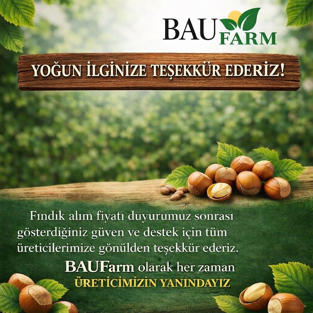 Güveniniz ve desteğiniz için teşekkür ederiz. BAUFarm olarak üreticimizin yanındayız☀️🌱