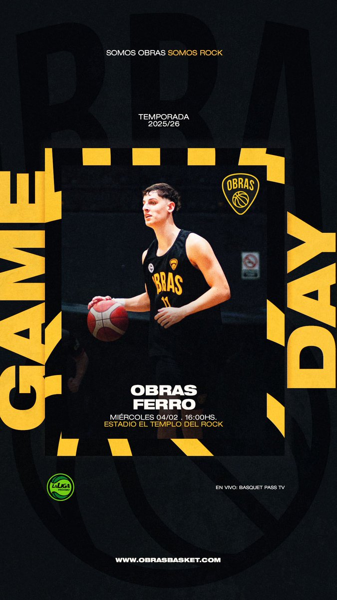 🗓️ JUEGA EL ROCKERO

🏠 Duelo de Capital en Núñez por #LaLigaNacional 

➡️ Los pibes abren el telón en El Templo del Rock con #LaLigaPróximo

📝 Toda la info en nuestra Guía de prensa: bit.ly/46iwFJ2

#SomosObras 💛🖤 #SomosRock 🤟🎸