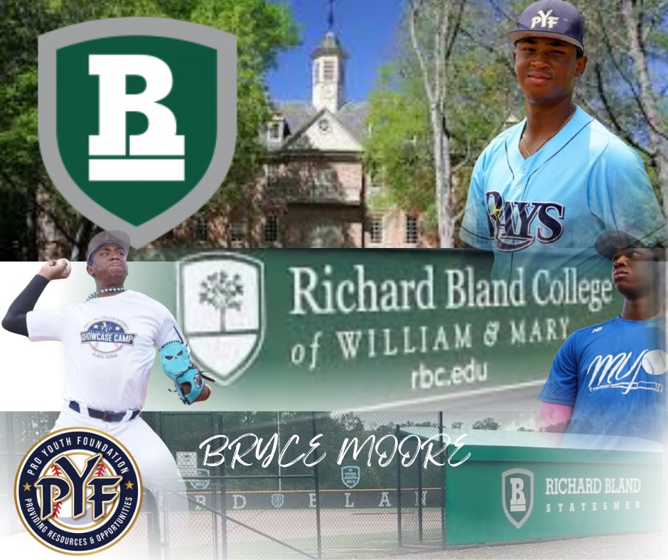 PROYOUTHinc's tweet image. Congrats to former PYF Rays player Bryce Moore. Committed- Richard Bland College of Willam and Mary. #PYF #PYFRays #MVP #MentoringViableProspects
