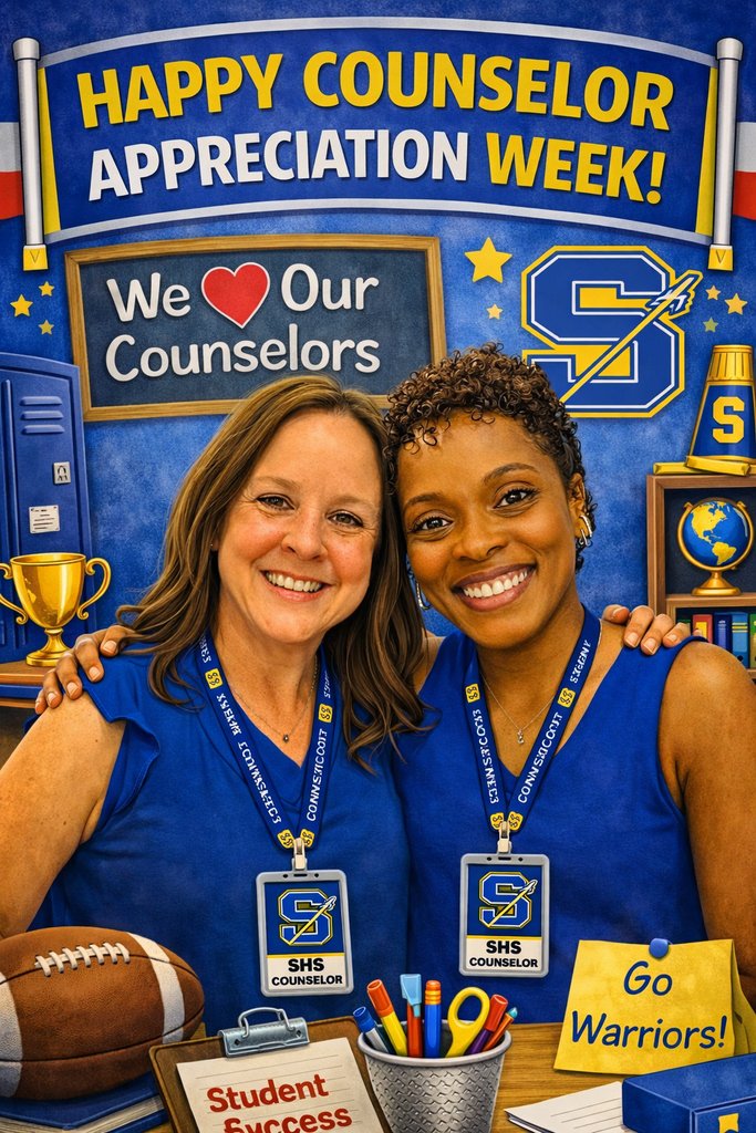 Happy Counselor Appreciation Week! 
We celebrate our SHS counselors for guiding students through academics, life decisions, and future goals. Thank you for the countless hours, the quiet moments of support, and the impact you make—seen and unseen. SMSD is grateful for all you do!