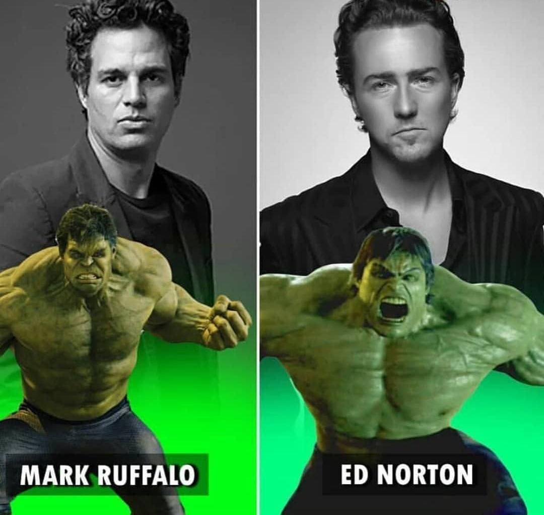 I just realized something about Hulk that’s kinda unsettling 🚨

Edward Norton’s Hulk doesn’t actually look like Edward Norton.He already looks closer to Mark Ruffalo.

Go back to Incredible Hulk (2008):-
-The face is broader.
-The eyes are softer.
-The jaw isn’t Norton’s sharp