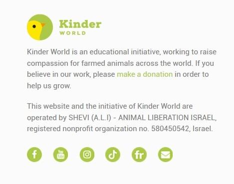 HAYTAP'ın Kurban Bayramı'nı provoke eden, hayvan ve insanı eşitleyen paylaşımının sağ üst köşesindeki logoyu gördünüz mü? Kinder World!
Bu proje Animal Liberation Israel (SHEVI) tarafndan işletilen İsrail merkezli bir hayvan hakları inisiyatifinin logosu. Ne tesadüf!Tesadüf mü?🙄