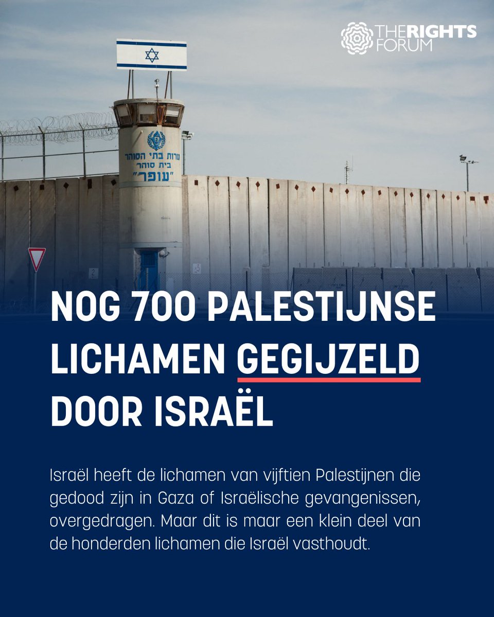 Het gijzelen van Palestijnen door Israël is niets nieuws. Willekeurige arrestaties vinden al tientallen jaren plaats. Duizenden Palestijnen worden vastgehouden in Israëlische martel- en detentiecentra.

rightsforum.org/lichamen-vijft…
