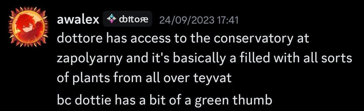 showsiick's tweet photo. @D0TT0R3 no one believed me
i've predicted the time travelling BS and dottore becoming a god SO long ago and i don't even have like
all of the screenshots
do you even know how insanely validating it was
EVEN WITH HIM KEEPING PLANTS IN HIS LAB
mr. gardner himself https://t.co/KA03bJ6ovB