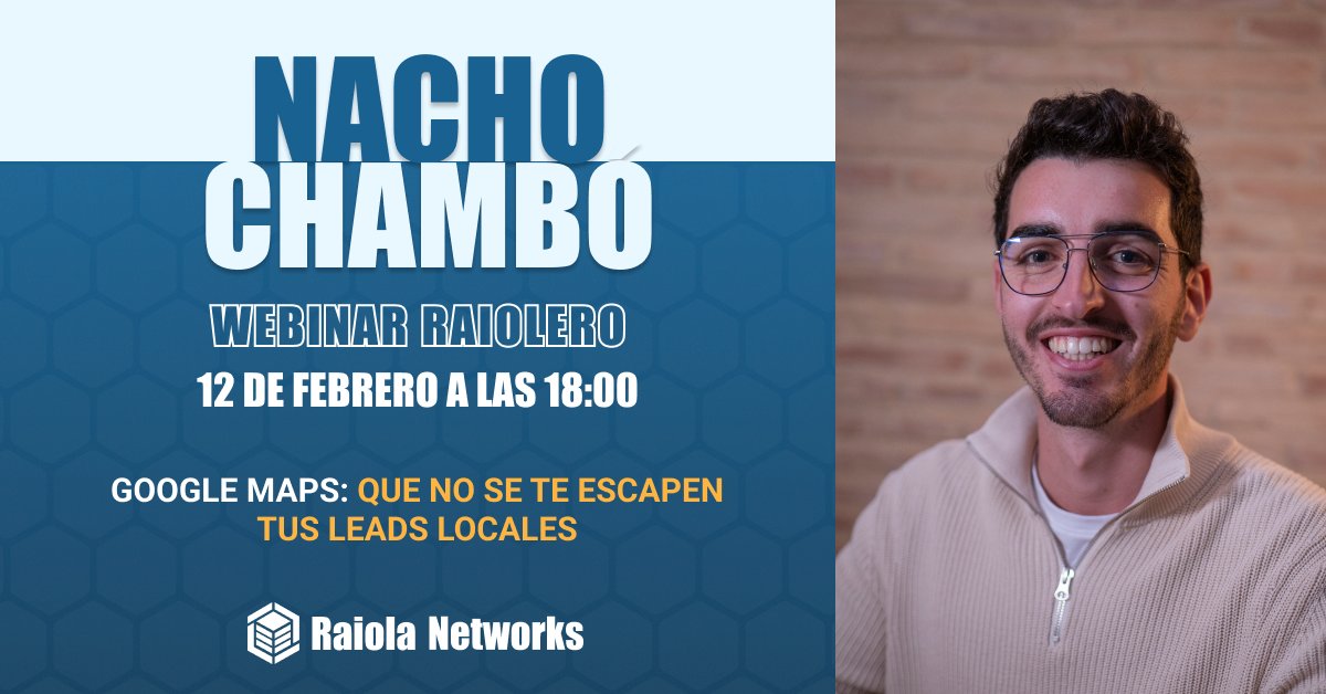 RaiolaNetworks's tweet photo. 📢 WEBINAR GRATIS: Aprende a usar Google Maps como un activo estratégico para captar más clientes locales. 👇🏽
Nacho Chambó: "Google Maps: que no se te escapen tus leads locales"
📆 Jueves, 12 de febrero
🕔 18:00h
¡Apúntate GRATIS! 👉🏼 https://t.co/cAgpc1LTY1 https://t.co/nVdFLztdPT