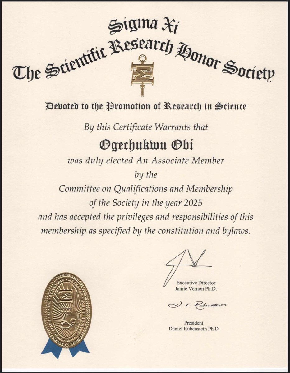 osobi_'s tweet photo. Thank you @SigmaXiSociety (The Scientific Research Honor Society) for electing me as an associate member. https://t.co/aFeRdLSwQQ