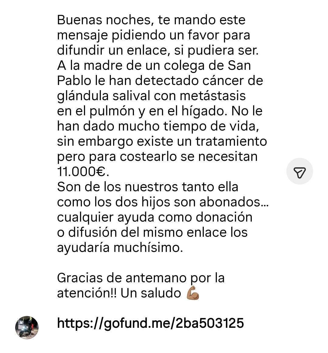 mivida_sfc's tweet image. 🚨Difusión máxima por favor. Aquí es cuando te das cuenta que nuestros problemas no son verdaderos problemas 

Demostrad lo que hace el sevillismo y como nos ayudamos entre sevillistas. Son de los nuestros