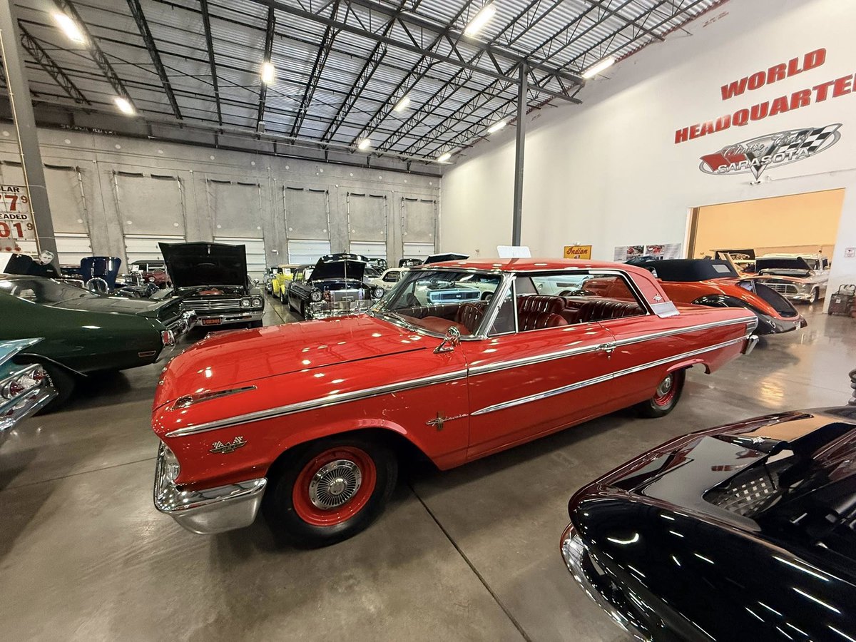 CleanClassicCar's tweet photo. Ford muscle at its absolute peak. 🏎️

Check out this factory R-Code 1963 Ford Galaxie 500XL at Classic Cars of Sarasota. With a thundering 427ci V-8 and 425hp, this dual-quad beast was built to dominate the track.
#FordGalaxie #RCode #ClassicCars #MuscleCars  #VintageFord #427V8 https://t.co/ZdcOHMnFGA